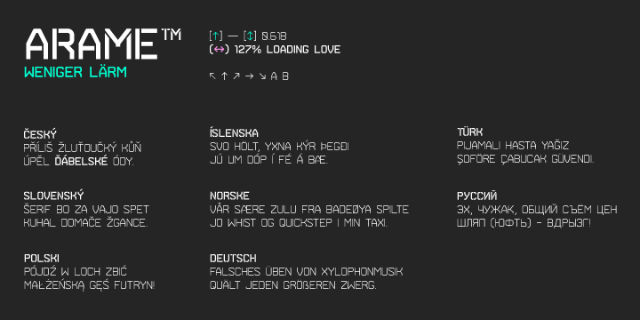 Beispiel einer Arame Thin-Schriftart
