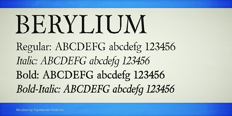 Beispiel einer Berylium-Schriftart