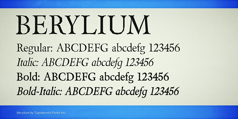 Beispiel einer Berylium Regular-Schriftart