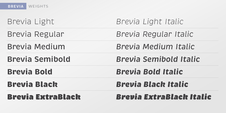 Beispiel einer Brevia Light-Schriftart