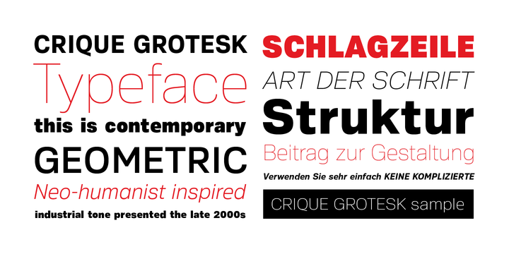 Beispiel einer Crique Grotesk Medium Italic-Schriftart