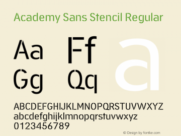 Beispiel einer Academy Sans Stencil-Schriftart