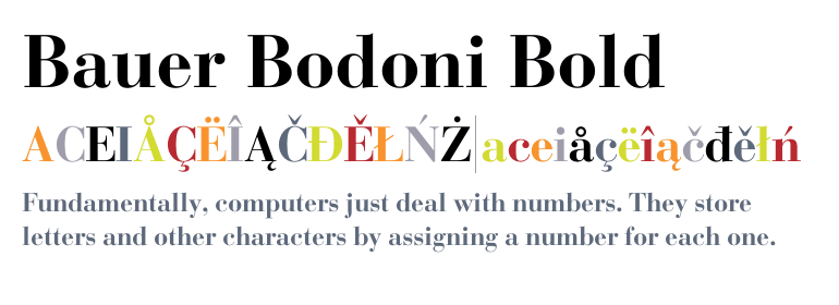 Beispiel einer Bauer Bodoni Std-Schriftart