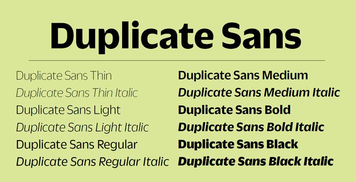 Beispiel einer Duplicate Sans Regular-Schriftart