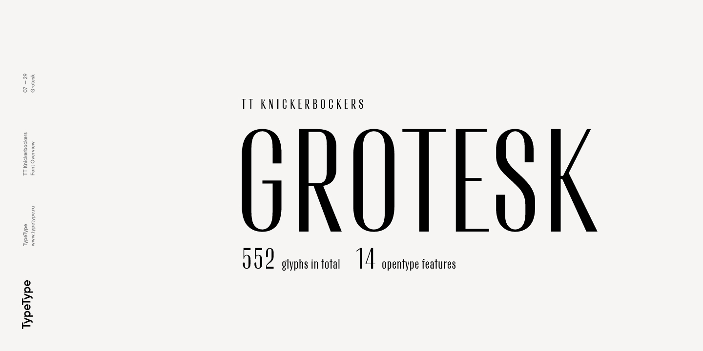 Beispiel einer TT Knickerbockers Grotesk-Schriftart