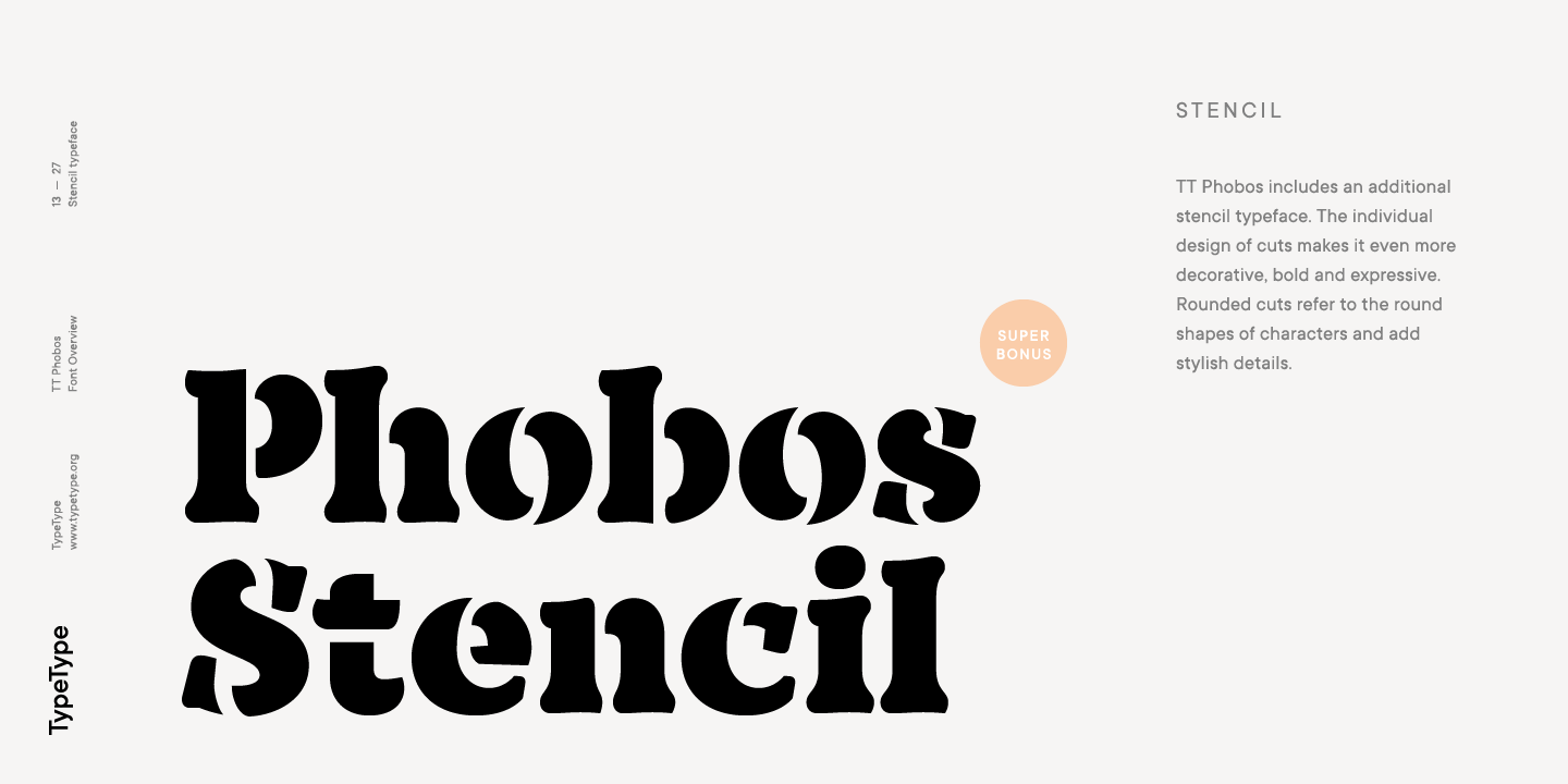 Beispiel einer TT Phobos Extra Bold Italic-Schriftart