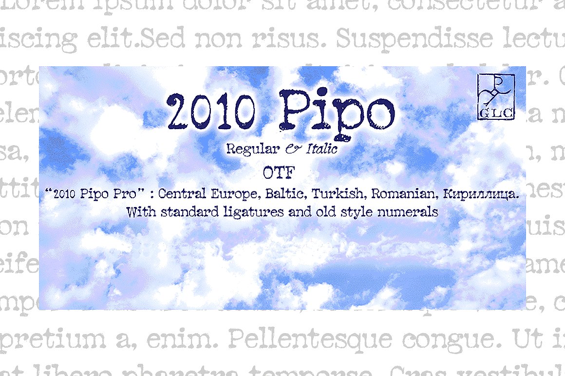 Beispiel einer 2010 Pipo Italic-Schriftart