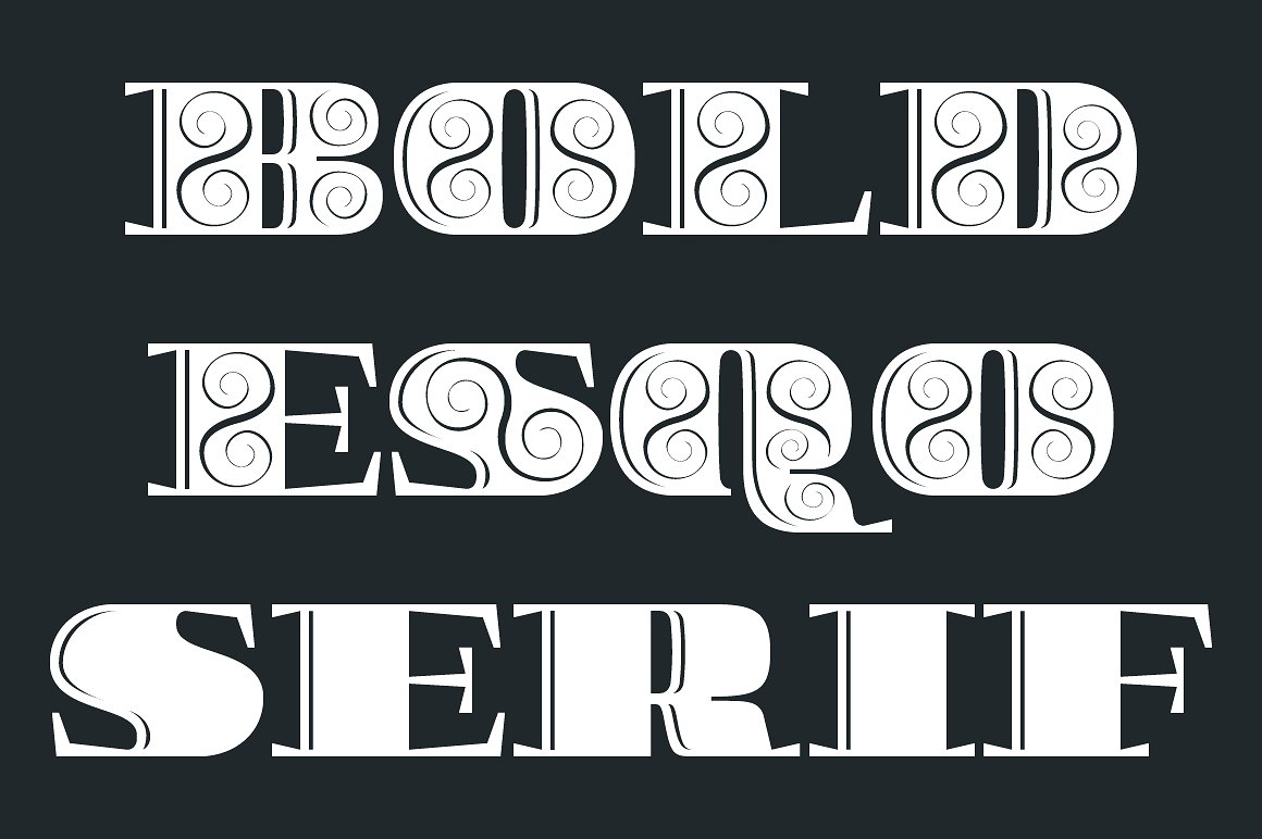 Beispiel einer Boldesqo Serif 4F Inline-Schriftart