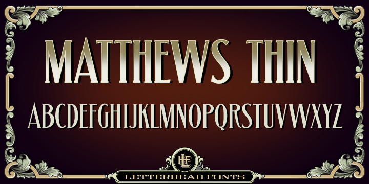 Beispiel einer LHF Matthews Thin-Schriftart