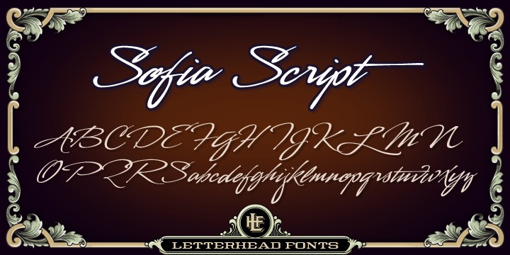 Beispiel einer LHF Sofia Script-Schriftart