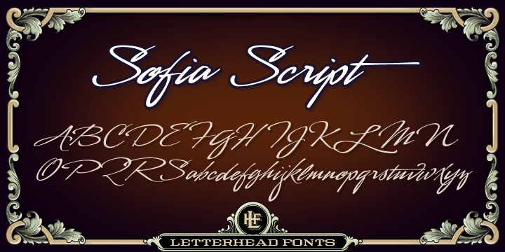 Beispiel einer LHF Sofia Script Regular-Schriftart