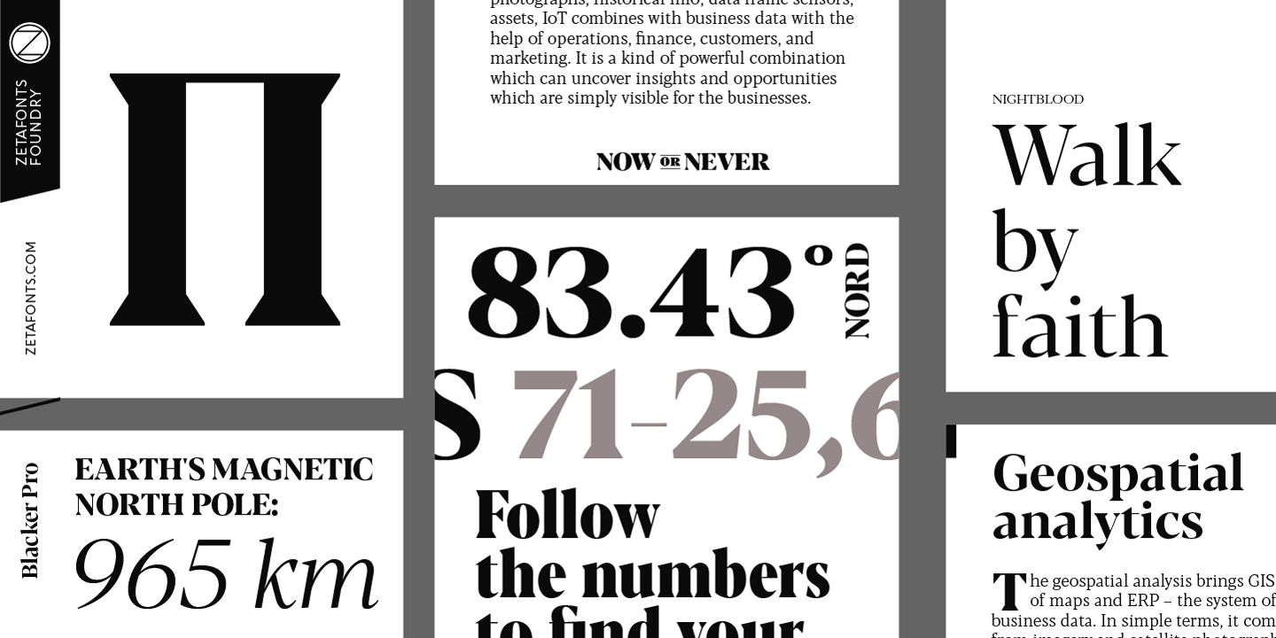 Beispiel einer Blacker Pro Display Condensed Bold Italic-Schriftart