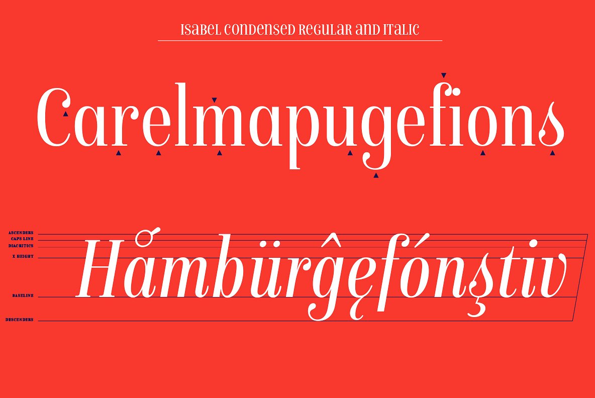 Beispiel einer Isabel Condensed Regular Italic-Schriftart