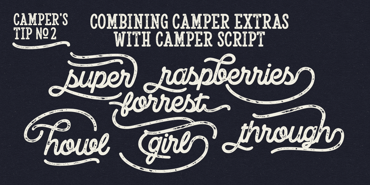 Beispiel einer Camper Print Script2-Schriftart