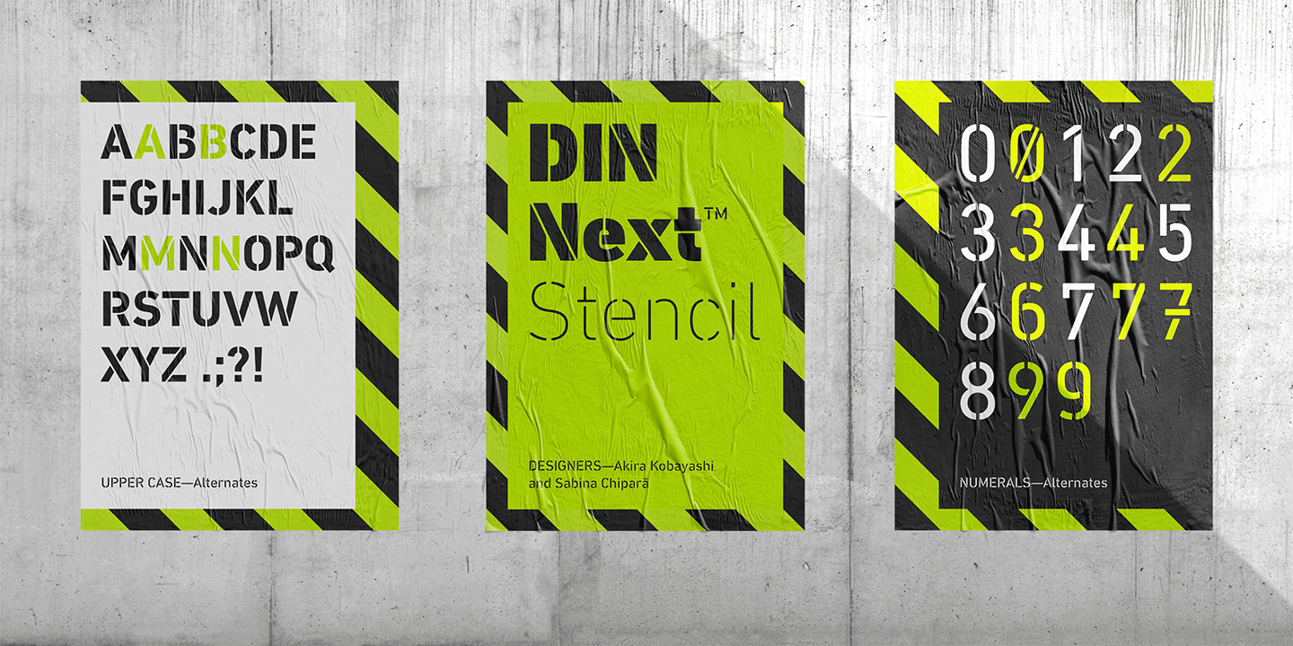 Beispiel einer DIN Next Stencil Black-Schriftart