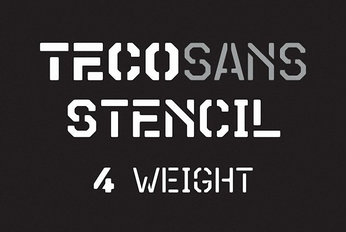 Beispiel einer Teco Sans Stencil-Schriftart