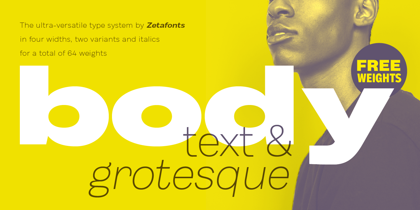 Beispiel einer Body Grotesque Large ExtraBold Italic-Schriftart