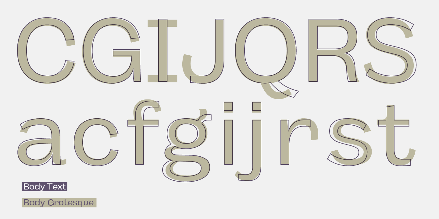 Beispiel einer Body Grotesque Regular-Schriftart