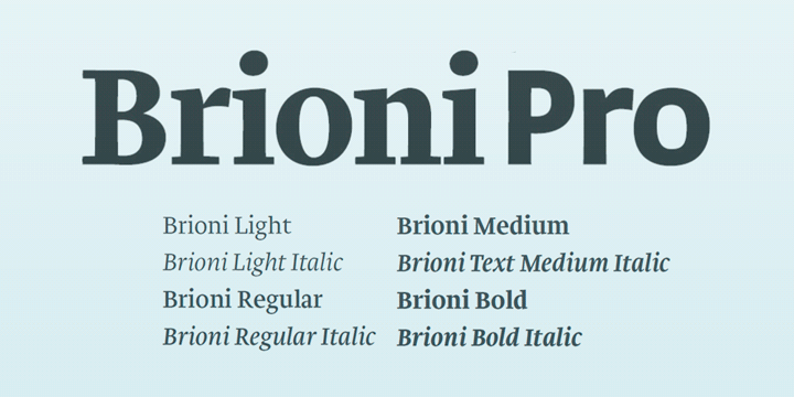 Beispiel einer Brioni Text Pro Medium-Schriftart