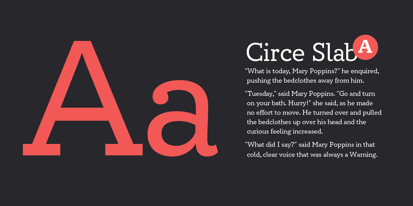 Beispiel einer Circe Slab Regular-Schriftart