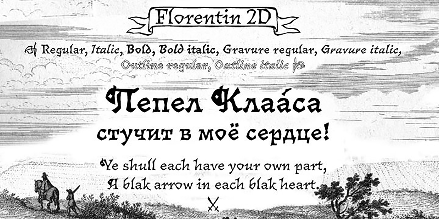 Beispiel einer Florentin 2D BoldItalic-Schriftart