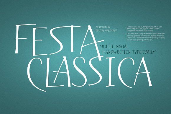Beispiel einer Festa Classica Light Italic-Schriftart