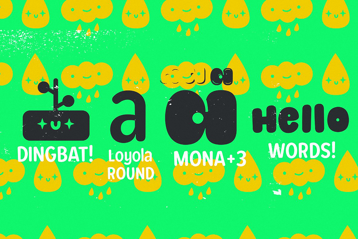 Beispiel einer Kawaii RT Mona Layer Line-Schriftart