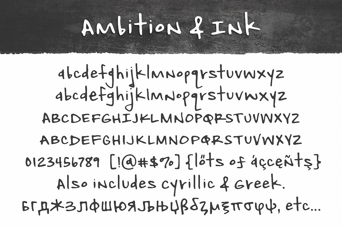 Beispiel einer Ambition & Ink Regular-Schriftart