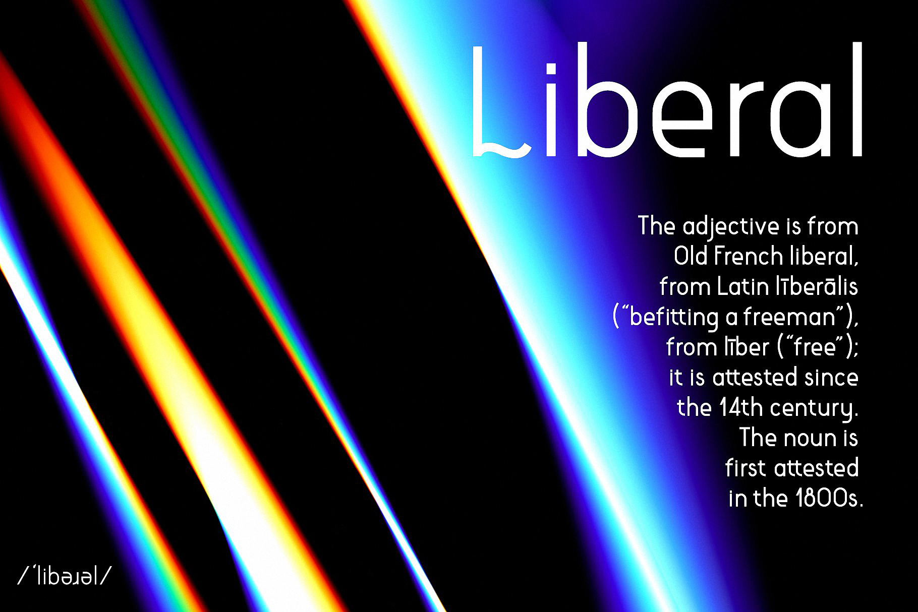 Beispiel einer Liberal Condensed Ultra light-Schriftart