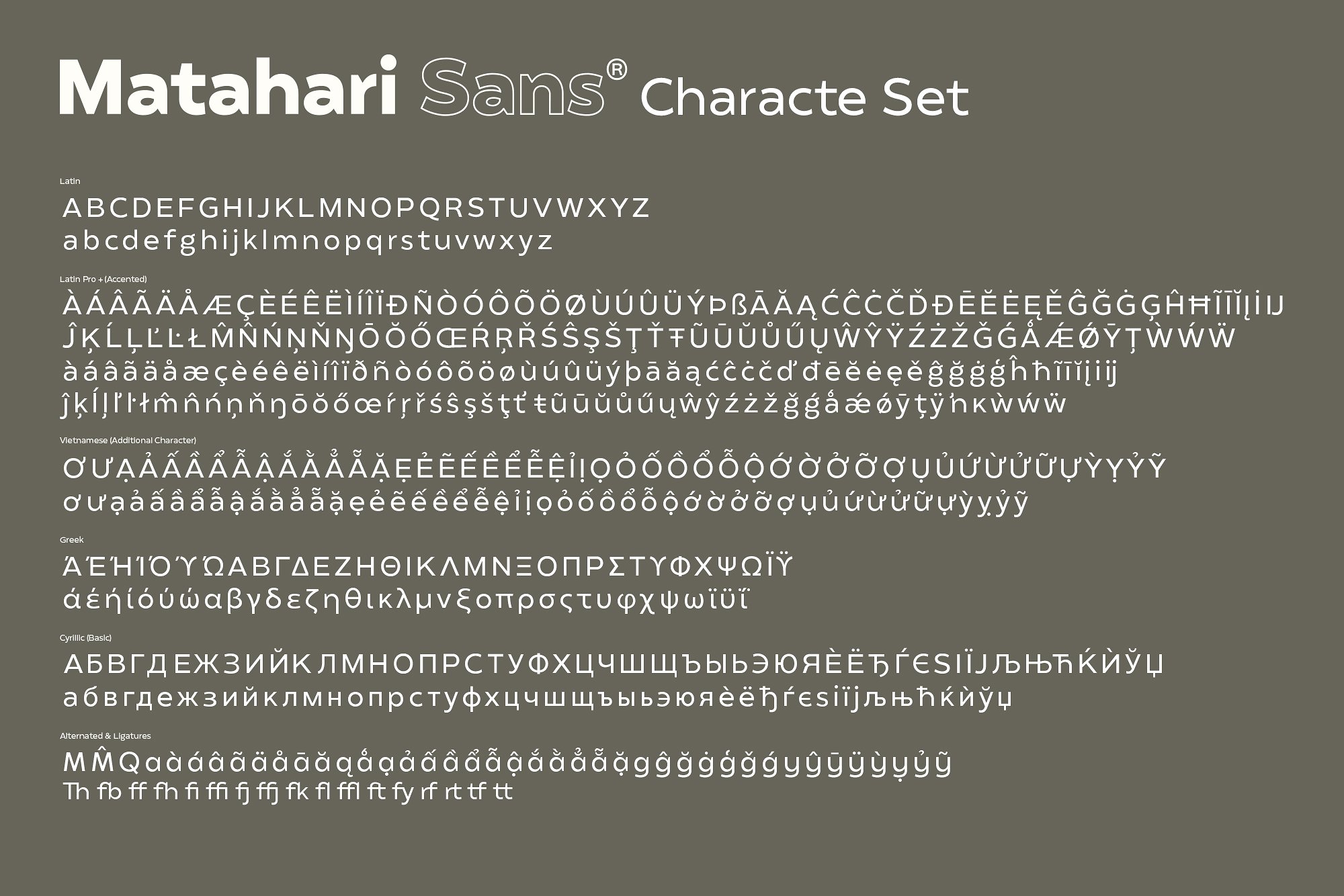 Beispiel einer Matahari Mono 700 Bold-Schriftart