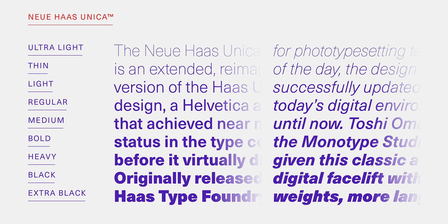 Beispiel einer Neue Haas Unica Medium-Schriftart