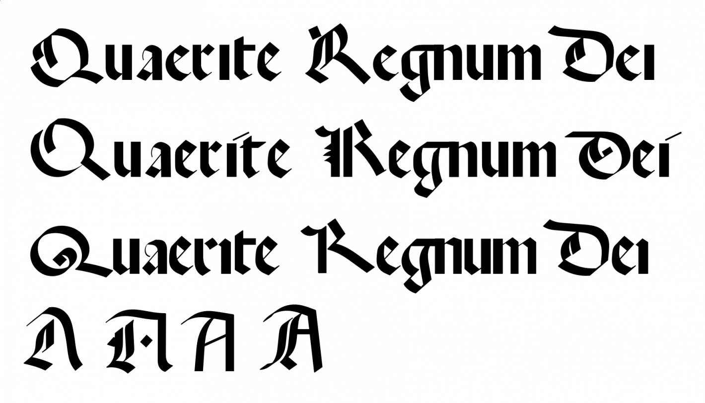 Beispiel einer QUAERITE REGNUM DEI-Schriftart