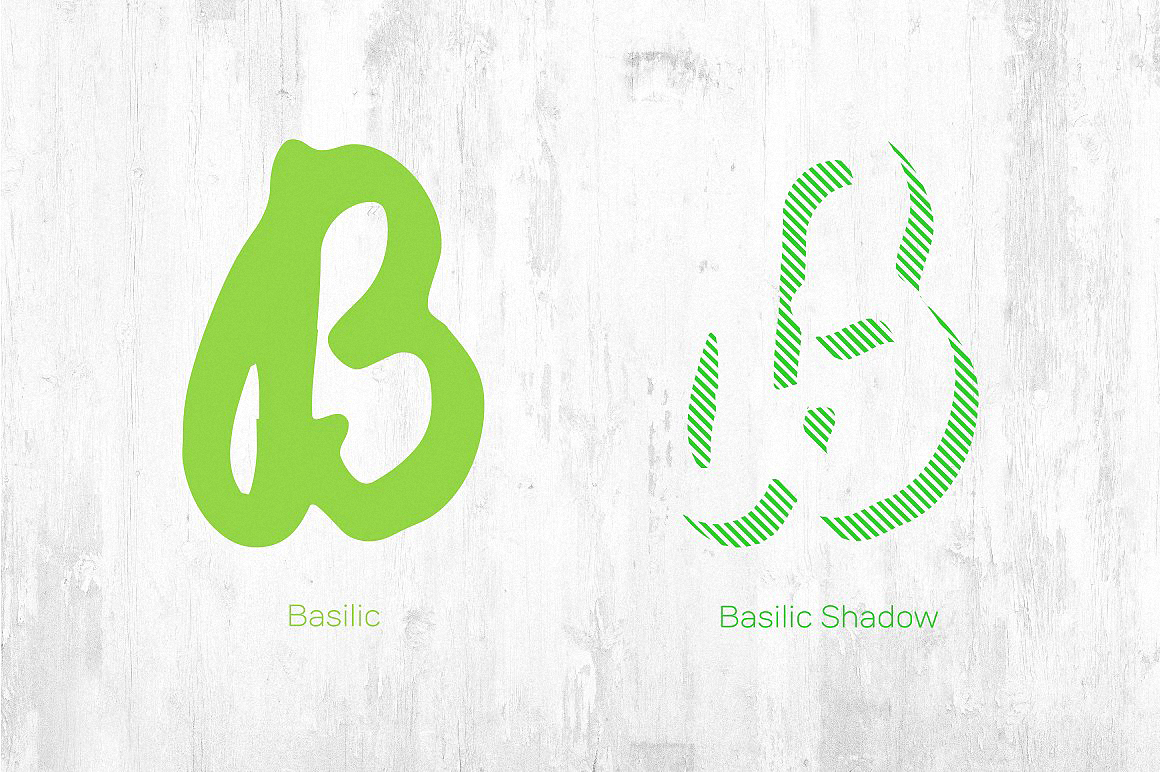 Beispiel einer Compotes Basilic Basilic Shadow-Schriftart