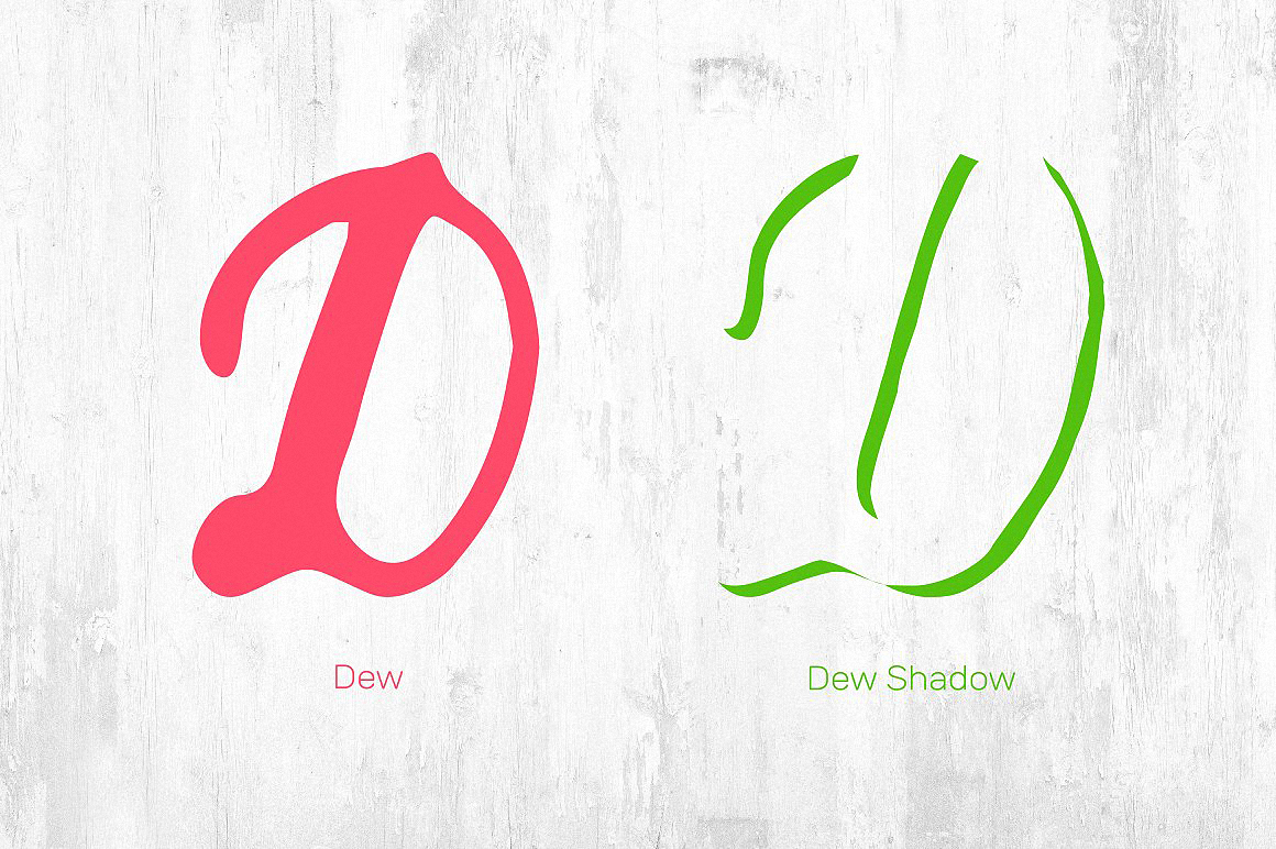 Beispiel einer Compotes Dew Dew Slim Shadow-Schriftart