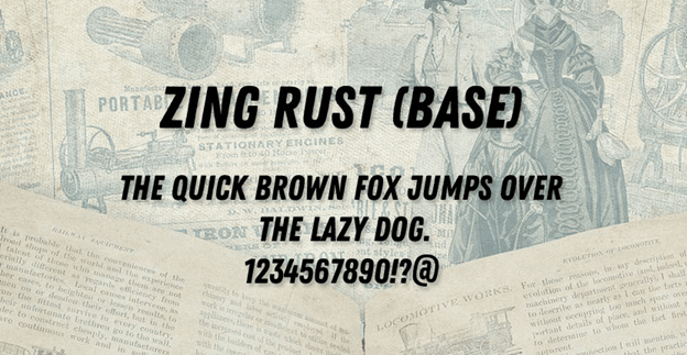 Beispiel einer Zing Rust Regular-Schriftart