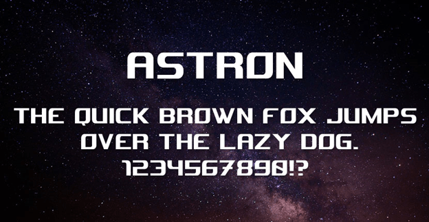 Beispiel einer Astron Regular-Schriftart