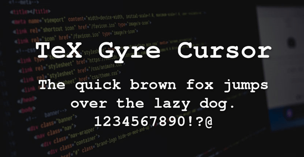 Beispiel einer TeX Gyre Cursor Regular-Schriftart