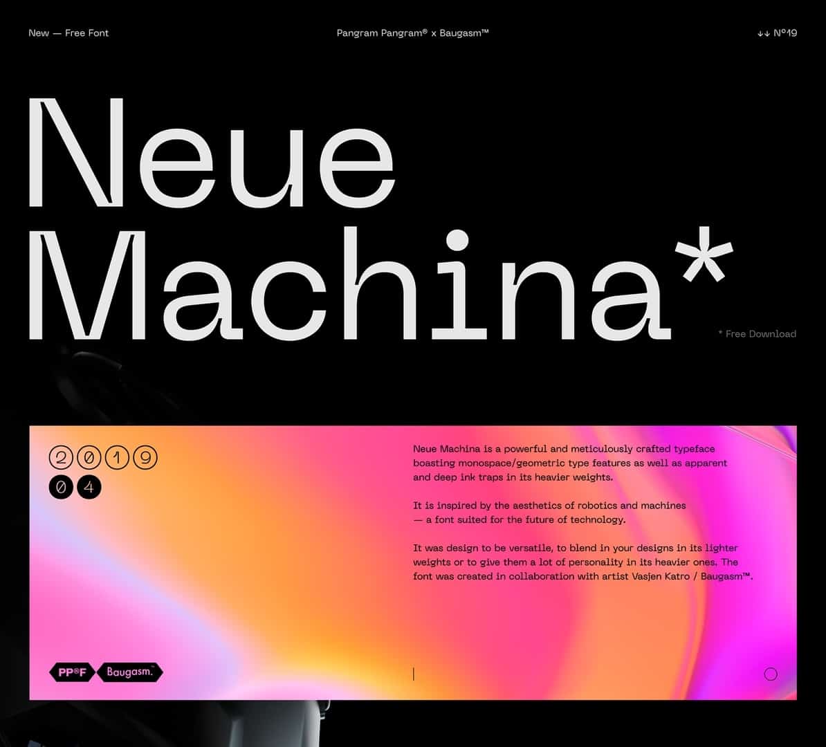 Beispiel einer Neue Machina Ultra bold-Schriftart