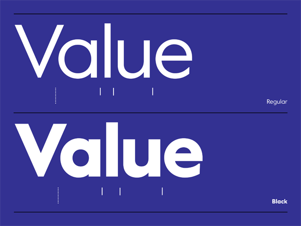 Beispiel einer Value Sans Pro-Schriftart