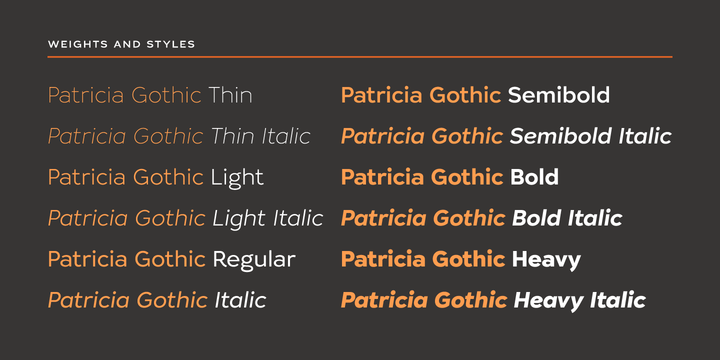Beispiel einer Patricia Gothic Regular-Schriftart