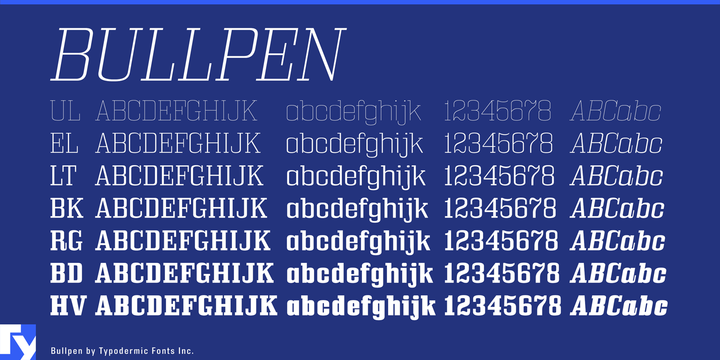 Beispiel einer Bullpen Rg Bold-Schriftart