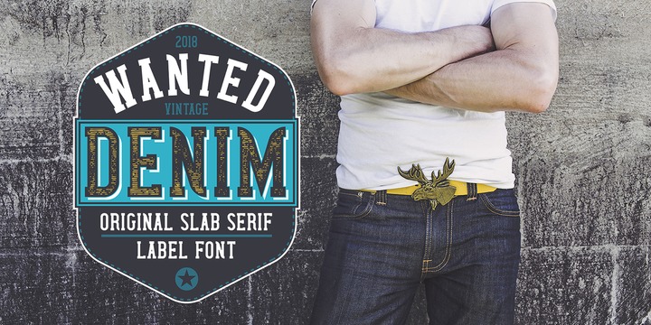 Beispiel einer Wanted Denim Full-Schriftart