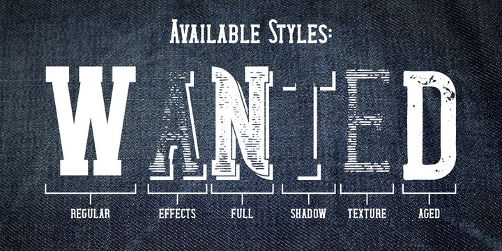 Beispiel einer Wanted Denim Regular-Schriftart