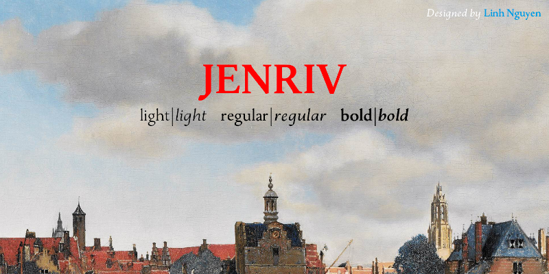 Beispiel einer Jenriv Titling Light Italic-Schriftart