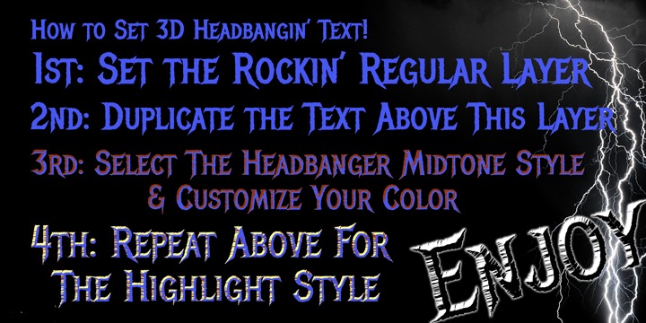 Beispiel einer Headbanger Regular-Schriftart