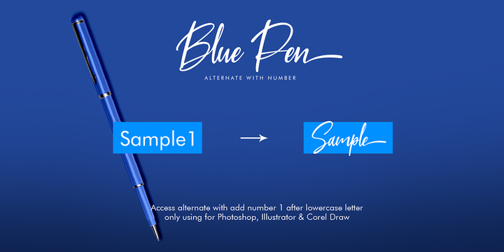 Beispiel einer Blue Pen Regular-Schriftart