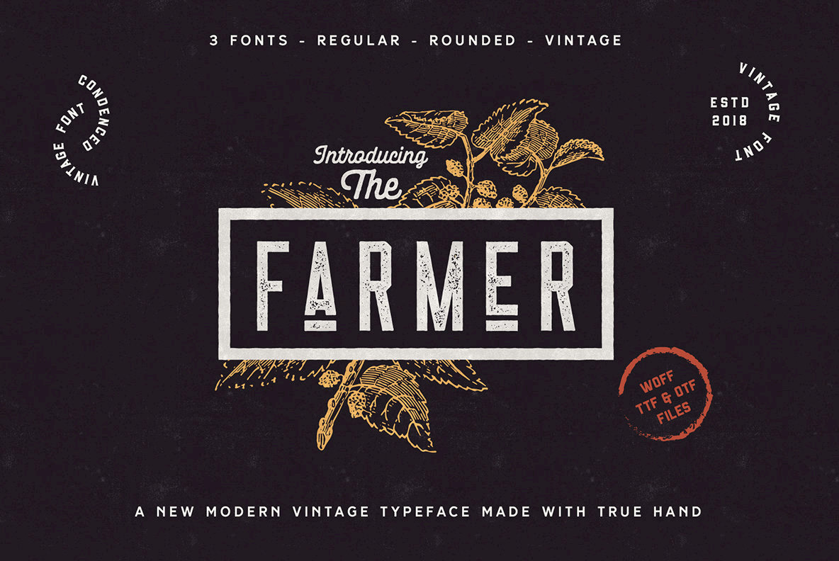 Beispiel einer The Farmer Textured-Schriftart