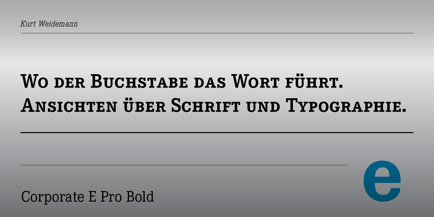 Beispiel einer Corporate E Pro Regular-Schriftart