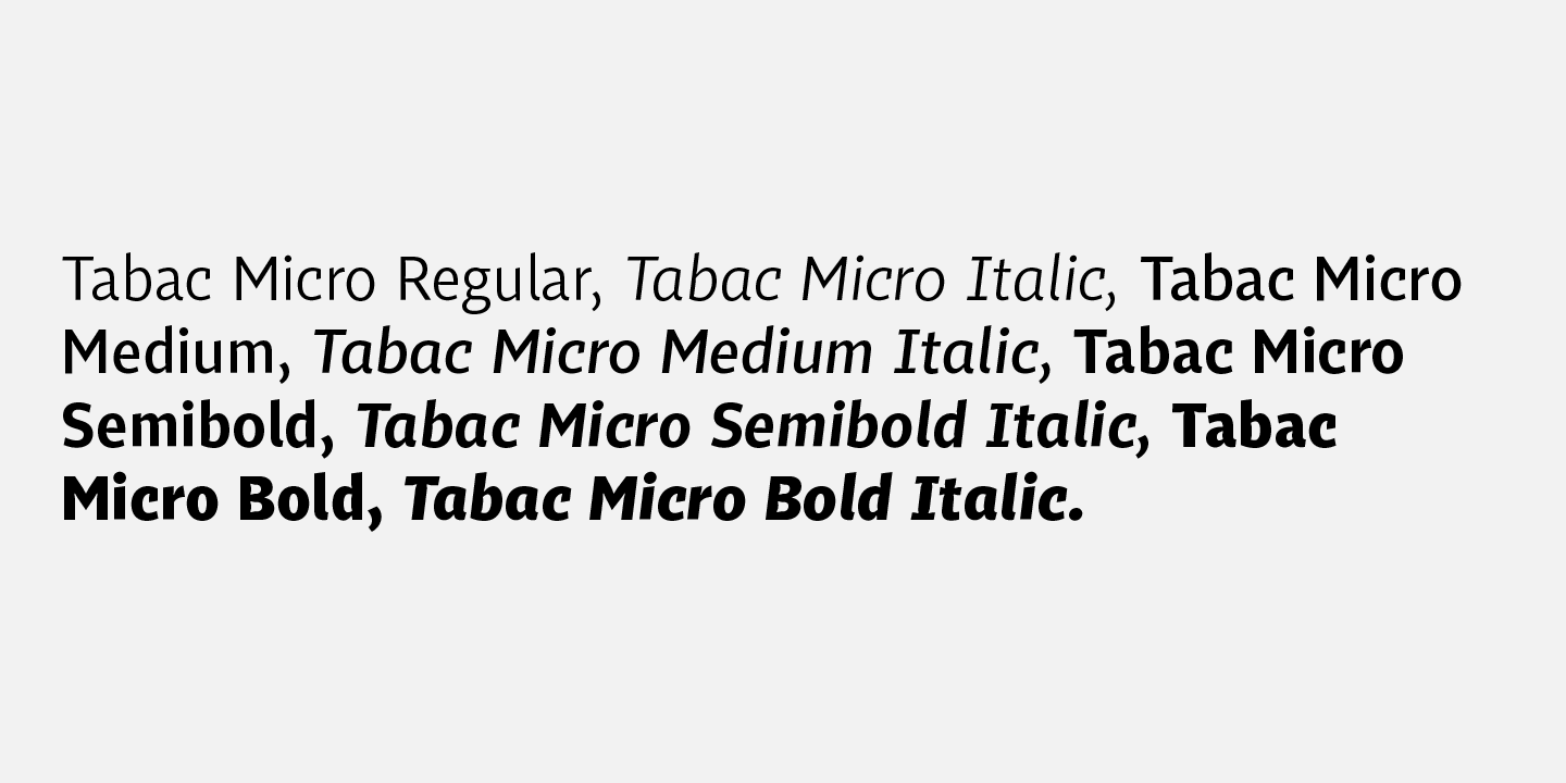 Beispiel einer Tabac Micro Medium-Schriftart