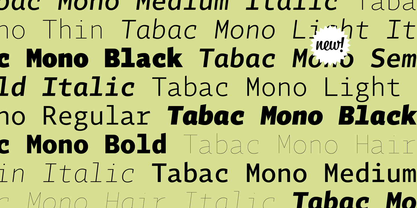 Beispiel einer Tabac Mono-Schriftart